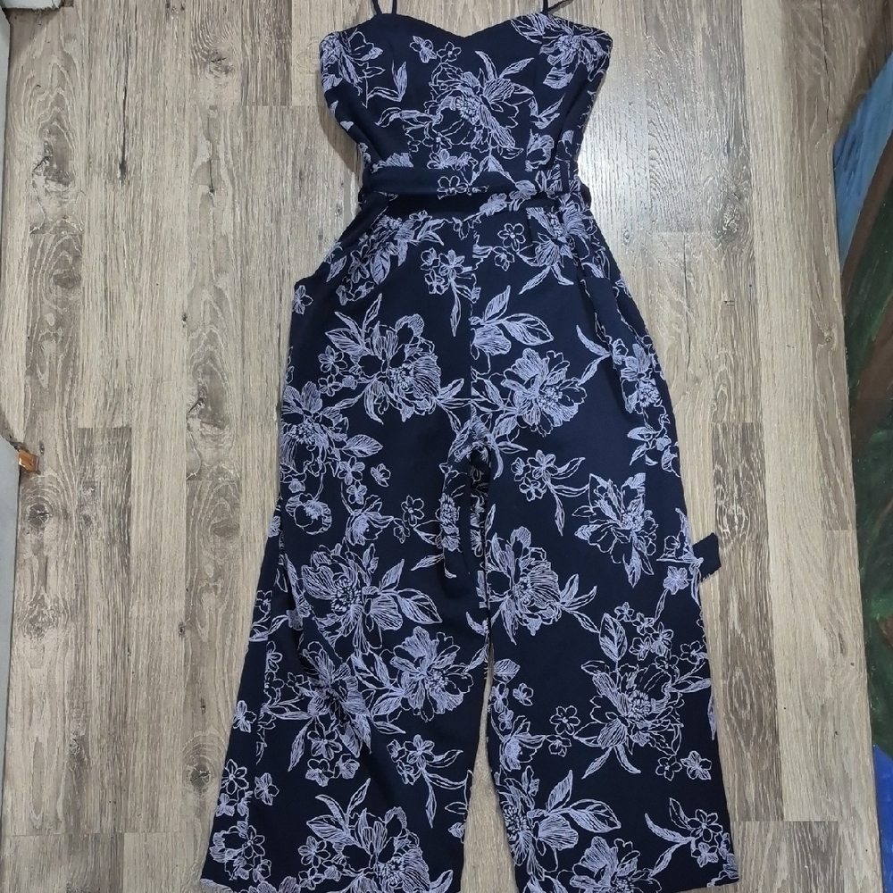 Emerald Sundae Blue and White Floral Jumpsuit